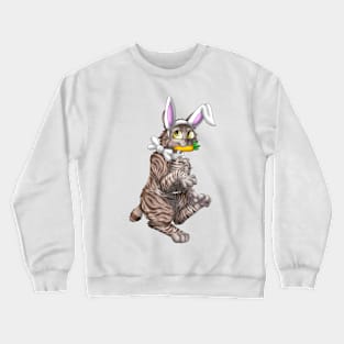 Bobtail BunnyCat: Chocolate Tabby (White) Crewneck Sweatshirt